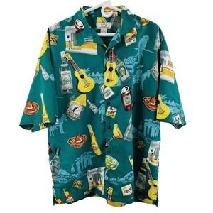 Mens L KAD Clothing Co. Camp Shirt Mexico Beer Tequila Parrots Cantina‎ Guitar